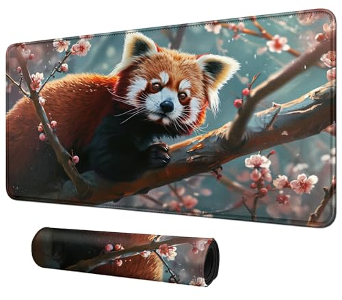 Red Panda for MTG & TCG Playmat Mouse Pad,BFDHGQZC 24" x 14" Game Mat for MTG/RPG/CCG Trading Card Game Playmats Table Mat Perfect for Card Games Video Games Computer Office - color: Red Panda