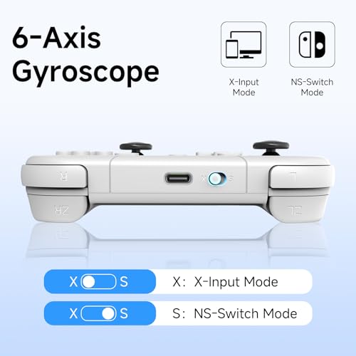 AceGamer Wireless Pocket Controller for Nintendo Switch 2/Switch/Android/iOS/PC/Steamdeck/Tablet, 1000Hz Polling Rate, Bluetooth Controller with Lift-Stick/6-axis Gyroscope/Turbo/Vibration(White)