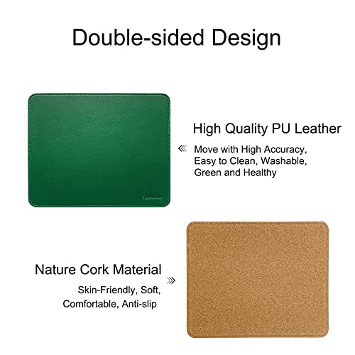 Leather Double Side Mouse Pad With Stitched Edge - Waterproof Ultra Thin for Computers, Laptop, Office & Home, 10.2 x 8.3 Inch, 1 Pack (Dark Green) - color: Dark Green