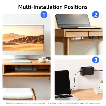 Upgraded Laptop Charger Holder,Adjustable Silicone Strap Power Brick Organizer With Heat Dissipation,Under Desk Cable Management Mount For Most Power Adapters,Chargers, Included Screws & Adhesive - color: Black