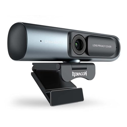 Redragon GW911 4K Webcam for PC, Ultra HD with Dual Noise-Cancelling Mic, PDAF Auto Focus, Auto Light Correction, Plug & Play, Privacy Cover – Works w/Zoom/Teams/Skype/Google Meet