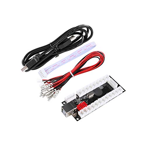 2-Player DIY Arcade Kit USB to Joystick Arcade DIY Parts Kit For PC, Windows, MAME, Raspberry Pi - 2x Zero Delay USB Encoder + 2x Arcade Joystick + 20x Arcade Buttons Color: Red + Blue