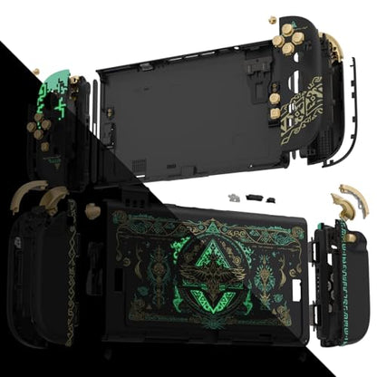 eXtremeRate DIY Replacement Shell Buttons for Nintendo Switch 2, Full Set Back Plate Controller Housing with Buttons for Switch 2 Handheld Console & Joycon 2 - Deluxe Version - Totem of Kingdom Black - color: Glow in Dark - Totem of Kingdom Black