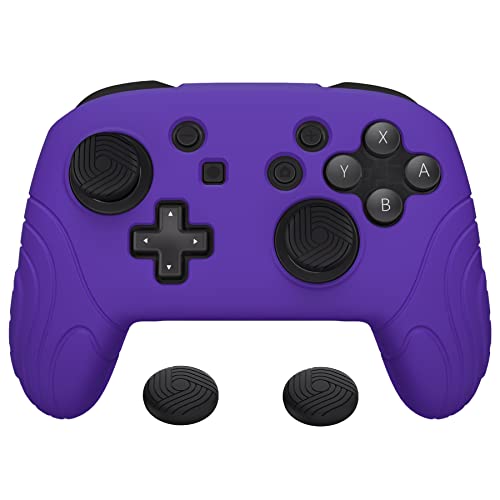 PlayVital Samurai Edition Ergonomic Silicone Skin Protective Case for Nintendo Switch Pro Controller, Soft Anti-slip Controller Grip Protector for Nintendo Switch Pro with Thumb Grip Caps - Purple - color: Purple
