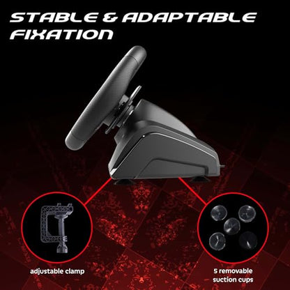 SUBSONIC Superdrive 270 GT Racing Wheel Xbox Series Switch 2/Switch PS4 PC | Steering Wheel, Dual Joysticks, Pedals, Gear Shifter for GTA 6 & Farming Simulator - Vibration, Diameter 27 cm, Rotation 270°