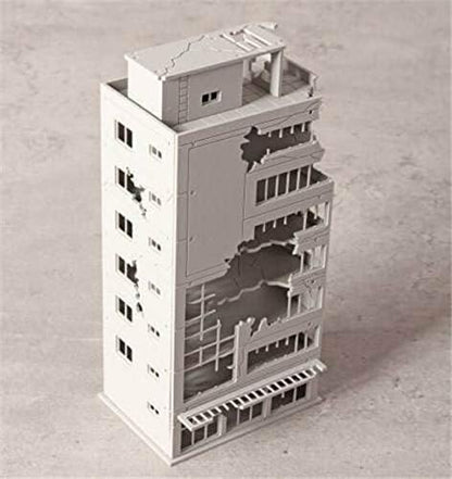 LinaLife N Scale 1/144 DIY Ruined Damaged Building After War Assembling Model Outland Realism Scene for DIY Sand Table, Medium Garden Micro Landscape Ornaments Decor Supply DIY Player Spray Painting