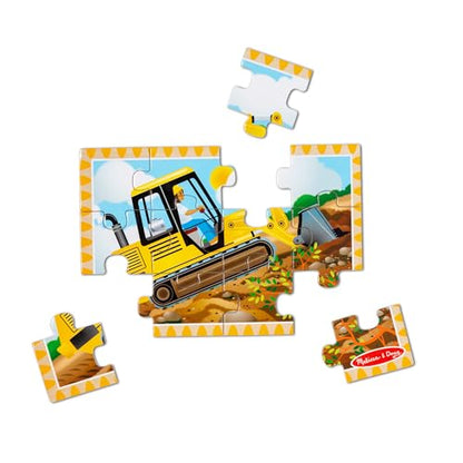 Melissa & Doug 4‑in‑1 Wooden Construction Vehicles Jigsaw Puzzle Set, 48 Pieces with Storage Box, Toddler Puzzle Toy for Kids Ages 3+ - FSC Certified - style: Construction