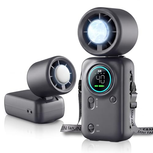 Portable Handheld Fan, Ice Cooling Turbo Fan, 20000 RPM Handheld Personal Fan, Rechargeable 20H, Stepless Speed + LED Display – Mini Pocket Fan Travel Gift for Outdoor / Office / Home Watching Game - color: Black