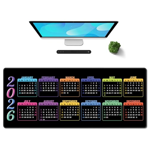 Galdas Gaming Mouse Pad XXL XL Large Long Extended Big Mousepad Non-Slip Rubber Keyboard Mouse Pad with Stitched Edges for Laptop Home Office (2026 Calendar, 31.5 * 11.8) - color: 2026 Calendar