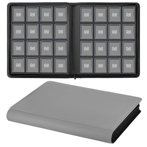 16 Pocket Toploader Binder,Holds 640 TopLoaders (16 Dark Grey) | Top Loader Binder for 3" x 4"Rigid Cards,Sleeves Card Collection Binder,20 Double Sided Pages with Trading & Sports Holder - color: 16Dark Grey