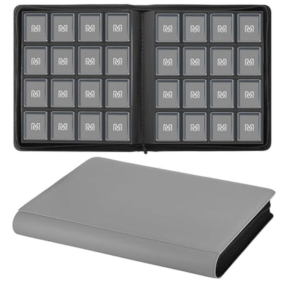 16 Pocket Toploader Binder,Holds 640 TopLoaders (16 Dark Grey) | Top Loader Binder for 3" x 4"Rigid Cards,Sleeves Card Collection Binder,20 Double Sided Pages with Trading & Sports Holder - color: 16Dark Grey