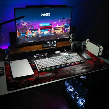 Extended Gaming Mouse Pad, Large Mouse Mat 3 mm Nature Rubber Base Mousepad with Stitched Edges, Non-Slip Desk Mat for Office Home Great Gift 31.5x11.8 Inch (Dark Canyon 4) - color: Dark Canyon 4