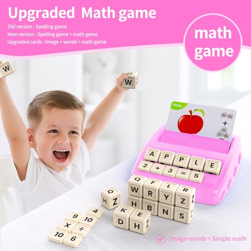 DEGIDEGI Educational Toys for Kids Ages 3-8, Matching Letter Spelling Game ABC Learning, Learning Toys for 4-7 Year Old Girls,Christmas Birthday Party Gifts for 3 4 5 6 7 8 Year Olds Girls Pink - color: Pink