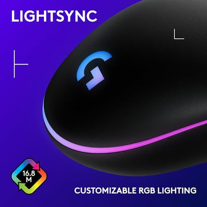 Logitech G203 Wired Gaming Mouse - Black | LIGHTSYNC RGB, On-Board Memory, 6 Programmable Buttons, Compabile with PC/Mac - color: Black