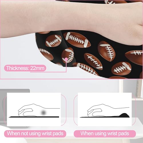 American Football Keyboard Wrist Rest Pad and Mouse Pad Wrist Support Set,3-in-1 Ergonomic Mouse Pad with Non-Slip Rubber Base for Home Office Game Computers Desk, - color: American Football