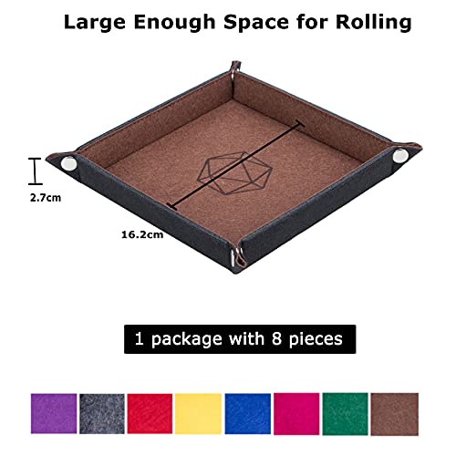 Folding Square Dice Tray, Felt Dice Holder for DND, RPG, MTG and Other Board Games (Violet, Coffee, Green, Red, Rose Red, Gray, Yellow and Blue) - color: Violet, Coffee, Green, Red, Rose Red, Gray, Yellow and Blue