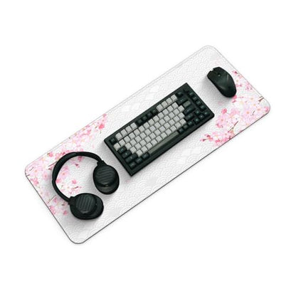 Gaming Mouse Pad with Anti-Slip Rubber Base, Extended Large Computer Mouse Mat with Stitched Edges, Long XL Anime Mousepad for Laptop and Keyboard, 31.5 x 11.8 inch (Grey Cherry Blossom) - color: Grey Cherry Blossom