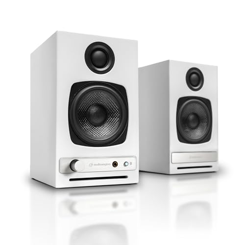 Audioengine A2 HD (HD3) Wireless Computer Speakers – Bluetooth Desktop | Speakers with DAC, Headphone Amplifier and USB Audio - White - color: Gloss White, style: HD