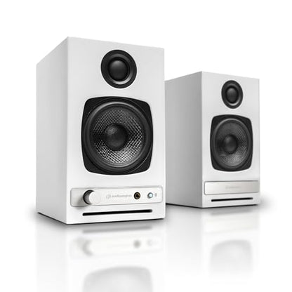 Audioengine A2 HD (HD3) Wireless Computer Speakers – Bluetooth Desktop | Speakers with DAC, Headphone Amplifier and USB Audio - White - color: Gloss White, style: HD