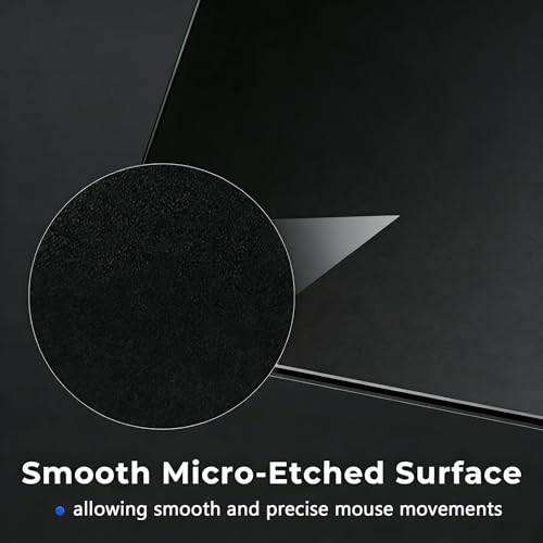 Glass Gaming Mouse Pad,Black Hard Surface Gaming Mousepad,17.7‘’X15.7'' Tempered Glass Desk Mat,Ultra-Smooth Large Square Desk Mat,Improved Precision and Speed for Esports FPS Players - color: Black