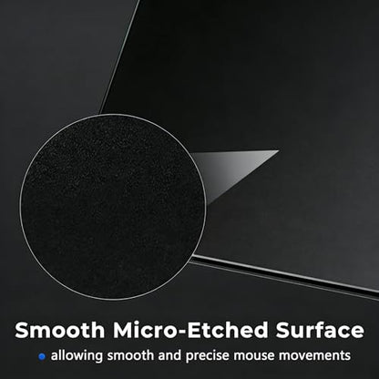 Glass Gaming Mouse Pad,Black Hard Surface Gaming Mousepad,17.7‘’X15.7'' Tempered Glass Desk Mat,Ultra-Smooth Large Square Desk Mat,Improved Precision and Speed for Esports FPS Players - color: Black