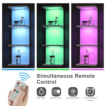 4 Tier RGB Wall Shelf, White | Gaming Shelf with Remote Control,Lack Shelves with Light for Bedroom, Easy to Install Cosmetic& Display Modern Shelf - color: 4r-white