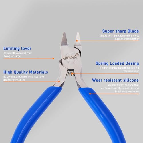 Model Building Tools Kit,6-Piece with 4.3inch Precision Model Nipper, Clean Cuts with No Whitening, for Plastic Models, Gundam, Miniatures