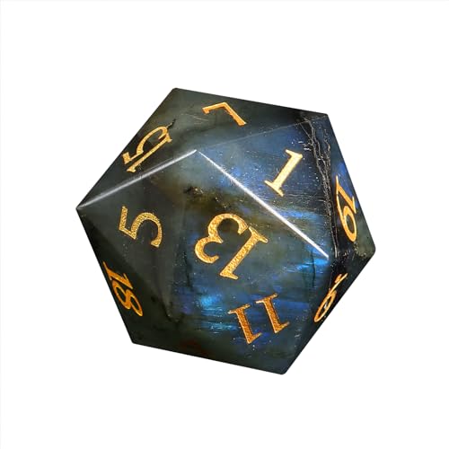 LUCKY-M Labradorite Gemstone DND Dice Set, 7 PCS Dungeons and Dragons Dice with Case for RPG, Unique Stone Dice Set D&D D4 D6 D8 D10 D00 D12 D20(LD-Gold) - color: Ld-gold