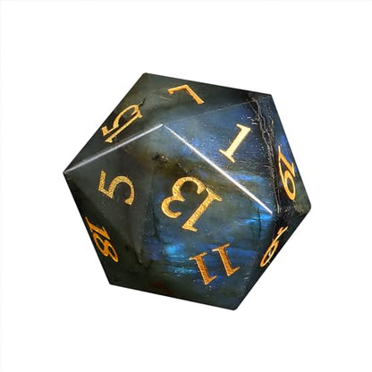 LUCKY-M Labradorite Gemstone DND Dice Set, 7 PCS Dungeons and Dragons Dice with Case for RPG, Unique Stone Dice Set D&D D4 D6 D8 D10 D00 D12 D20(LD-Gold) - color: Ld-gold