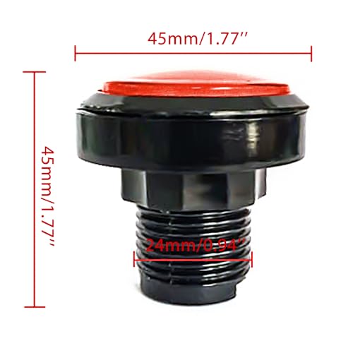 푸시 버튼 마이크로 스위치 46mm 원형 DC 12V LED 조명 아케이드 비디오 게임용 2개 레드 - color: 레드