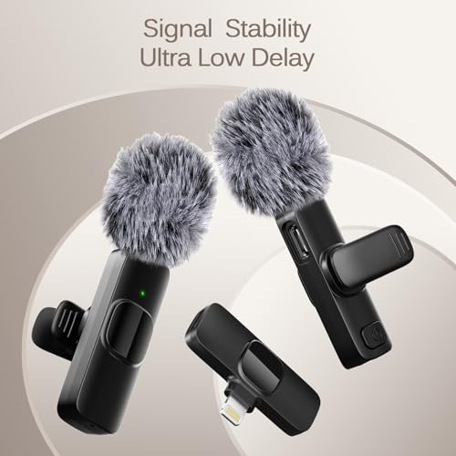 Professional Wireless Lavalier Lapel Microphone for iPhone, Mini Video Recording Mic for Interview Video Podcast Vlog YouTube & Livestream, Noise Reduction, Plug & Play (Lightning Port) - style: Lightning Port