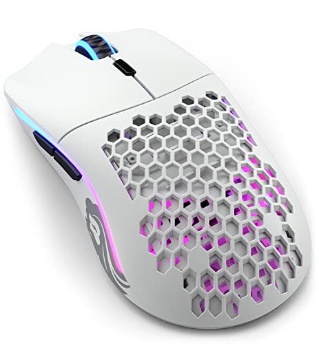 GLORIOUS Model O Wireless Gaming Mouse - Superlight, 69g Honeycomb Design, RGB, Ambidextrous, Lag Free 2.4GHz Wireless, Up to 71 Hours Battery - Matte White - color: White, style: Model O (Ambidextrous)