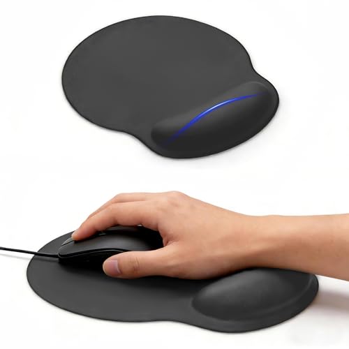 Ergonomic Mouse Pad with Wrist Rest, Comfortable Gel Memory Foam Support, Non-Slip Base, Pain Relief Mousepad for Office, Gaming, Computer, Laptop - Minimalist Contour/Classic Design/Gray. - color: gray