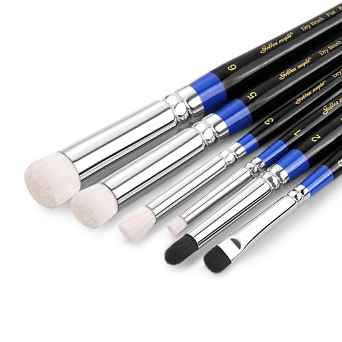 Golden Maple Dry Brushes for Miniature Painting - 6PC Drybrush Set Miniature Dry Brush for Model, Tabletop Wargames Miniature Acrylic Oil Painting, Blue - color: Blue