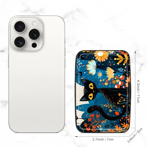 Credit Card Holder, Mini Aluminum Card Wallet RFID Blocking Slim Metal Hard Card Case for Women Men, Cute Cat - color: Cute Cat