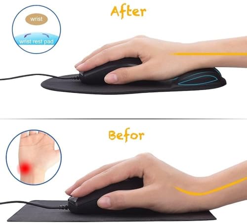 Office Mousepad with Gel Wrist Support - Ergonomic Gaming Desktop Mouse Pad Wrist Rest - Design Gamepad Mat Rubber Base for Laptop Computer -Silicone Non-Slip Special-Textured Surface (09Dark Grey) - color: 09Dark Grey