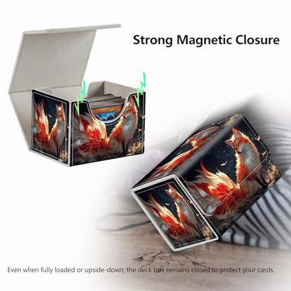 Strong Magnet for TCG MTG Commander Deck Box Playing Card Case Magic Deck Box Creative Pattern Trading Card Storage Box for Collectible Games, Cute Red Fox - color: Cute Red Fox