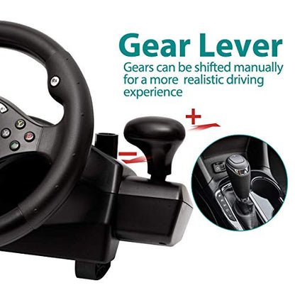 DOYO Steering Wheel with Pedals for PC/Xbox/PS4/Switch – 270° Racing Wheel, Gaming Steering Wheel with Gear Shifter, Dual Vibration, Clamp Mount, Driving Simulator for Sim Racing