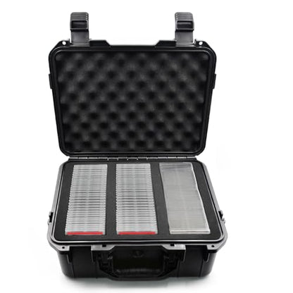 HESOYAM Trading Card Storage Box, Hard-Shell Portable | Graded Card Storage Box Holds 100 CSG/BGS/SGC Top-Load Sports Cards, Comes With 6 EVA Foam Inserts For Full Card Protection