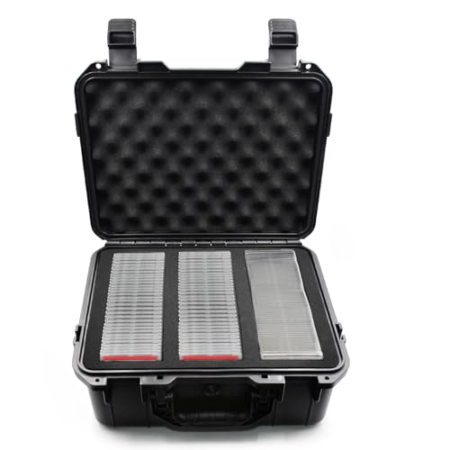 HESOYAM Trading Card Storage Box, Hard-Shell Portable | Graded Card Storage Box Holds 100 CSG/BGS/SGC Top-Load Sports Cards, Comes With 6 EVA Foam Inserts For Full Card Protection