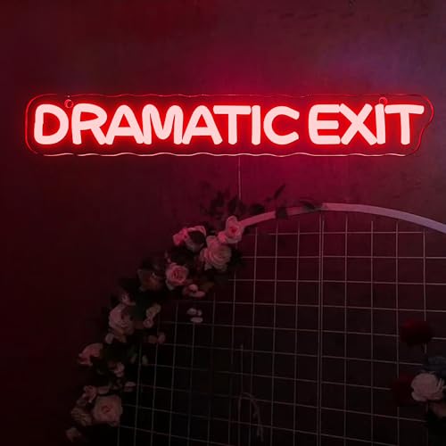 Allball Dramatic Exit Neon Sign,USB Powered Theater LED Neon Light Cinema Decor, for Office Game Room Movie Theate Dramatic Room Movieroom Sign(15.7 * 2.3 In) - color: Red3