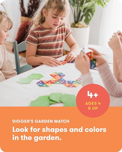 SimplyFun Diggers Garden Match – A Game for Kids to Develop Spatial Thinking Skills - Puzzle Game That Matches Colors and Shapes - 1 to 6 Players, Ages 4 & Up - style: Diggers Garden Match