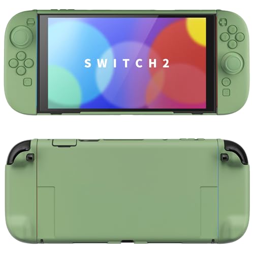PlayVital Hard Case for Nintendo Switch 2 with Extra Stand & Thumb Grip Caps | Split Design, Dockable Protective Full-Body Shell Cover for Nintendo Switch 2 | Solid Color Series, Matcha Green - color: Matcha Green