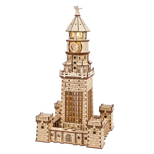 UGEARS Lighthouse of Alexandria 3D Wooden Puzzle for Adults – Wooden Model Kit with LED Night Light, DIY Building Hobby Set, Ancient World Landmark, Home Decor, Brain Teaser, Creative - style: Lighthouse of Alexandria