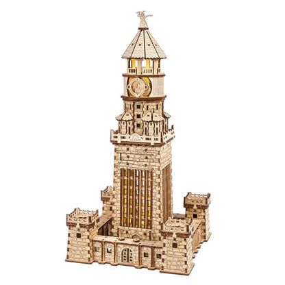 UGEARS Lighthouse of Alexandria 3D Wooden Puzzle for Adults – Wooden Model Kit with LED Night Light, DIY Building Hobby Set, Ancient World Landmark, Home Decor, Brain Teaser, Creative - style: Lighthouse of Alexandria