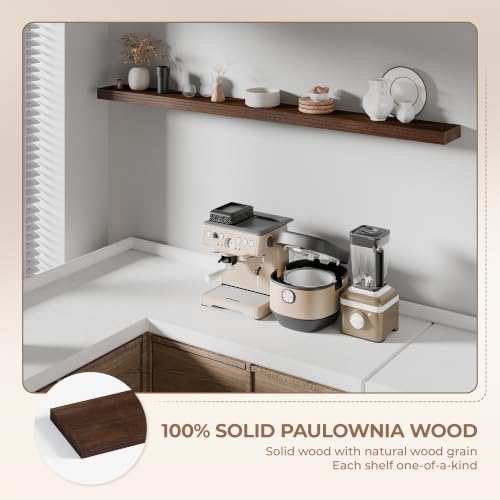 60 inch Long Walnut Floating Shelves Set of 1 | Solid Wood Large Wall Shelves with Invisible Brackets for Living Room, Bedroom, Bathroom, Kitchen, Laundry Room (Walnut, 60 Inch) - color: Walnut, size: 60 Inch set of 1