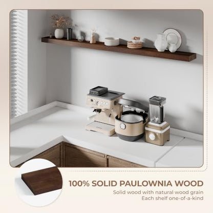 60 inch Long Walnut Floating Shelves Set of 1 | Solid Wood Large Wall Shelves with Invisible Brackets for Living Room, Bedroom, Bathroom, Kitchen, Laundry Room (Walnut, 60 Inch) - color: Walnut, size: 60 Inch set of 1