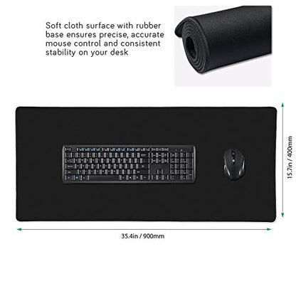 XXL Professional Large Mouse Pad & Computer Game Mouse Mat (35.4x15.7x0.12IN, 90x40 Black) - color: 90x40 Black, size: 35.4x15.7x0.1IN