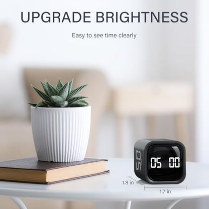 Rotating Pomodoro Timer 5/25/10/50, Desk Productivity Flip Timer, ADHD Tool | Countdown/Stopwatch Cube Timer, Vibration/High/Low Volume/Custom Modes, for Work Study, Back to School, Kitchen - color: Black