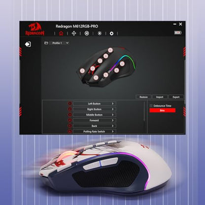 Redragon M612AK PRO Wireless Anime Gaming Mouse 8000 DPI Remapping Keys | Cable-Free 0 Delay, Rapid-Fire Clicker, Redefine Keybinding Macro, Vibing Backlight, Ergonomic Grip Body Comfort - color: Anime Version, style: Wireless